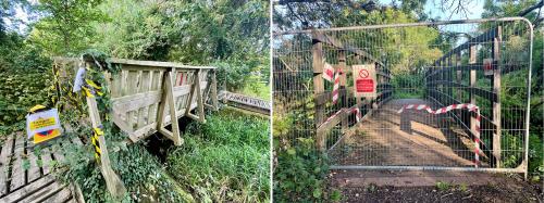 The tiny and fairly pointless bridge in Hithermoor Road, in front of the King George VI reservoir,
